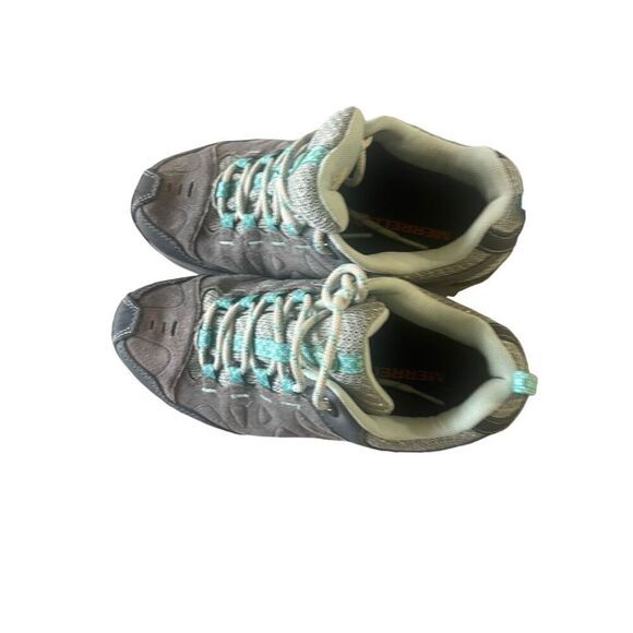 Merrell Womens Gray Lace-Up Suede Mesh Upper Athletic Hiking Shoes Size 6 - Picture 4 of 9